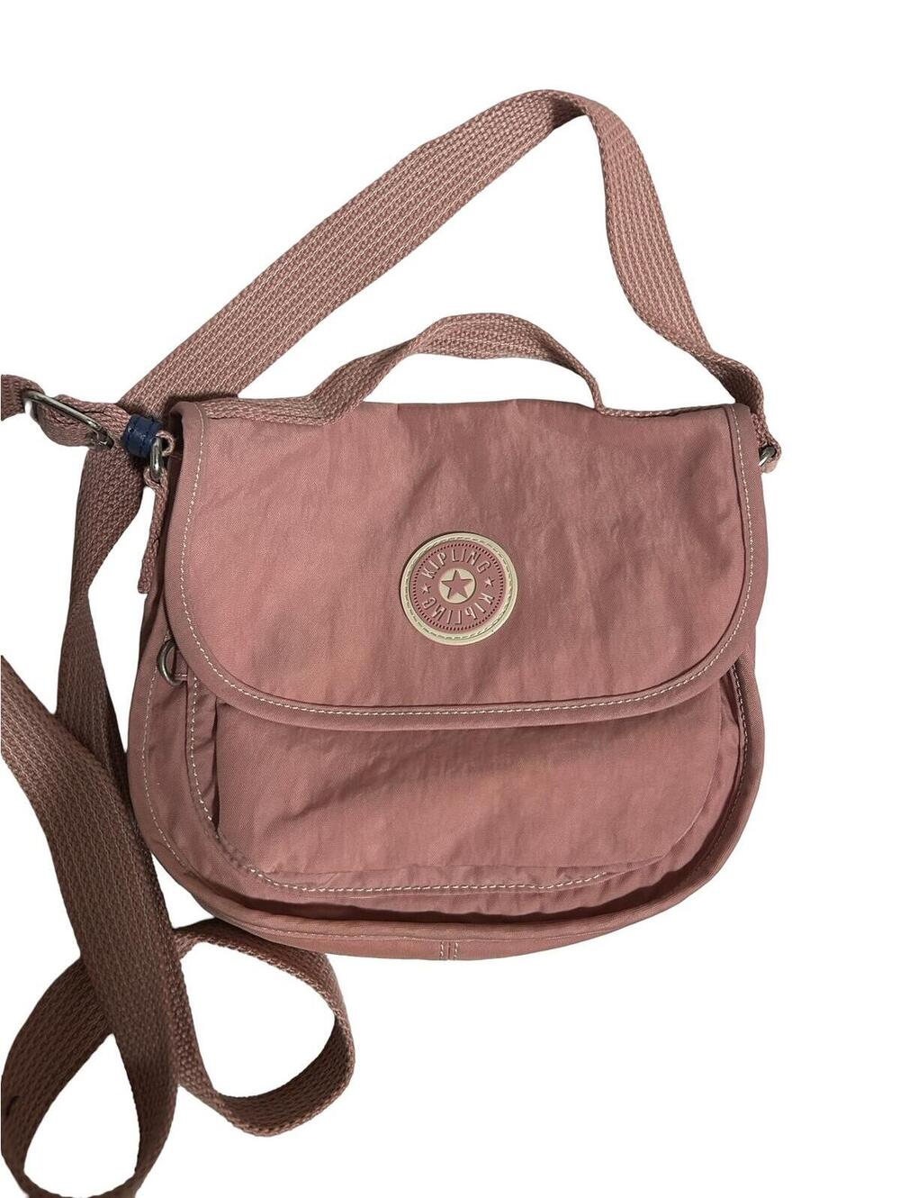 Kipling Pink Nylon Crossbody Bag Messenger Shoulder Purse Adjustable Strap
